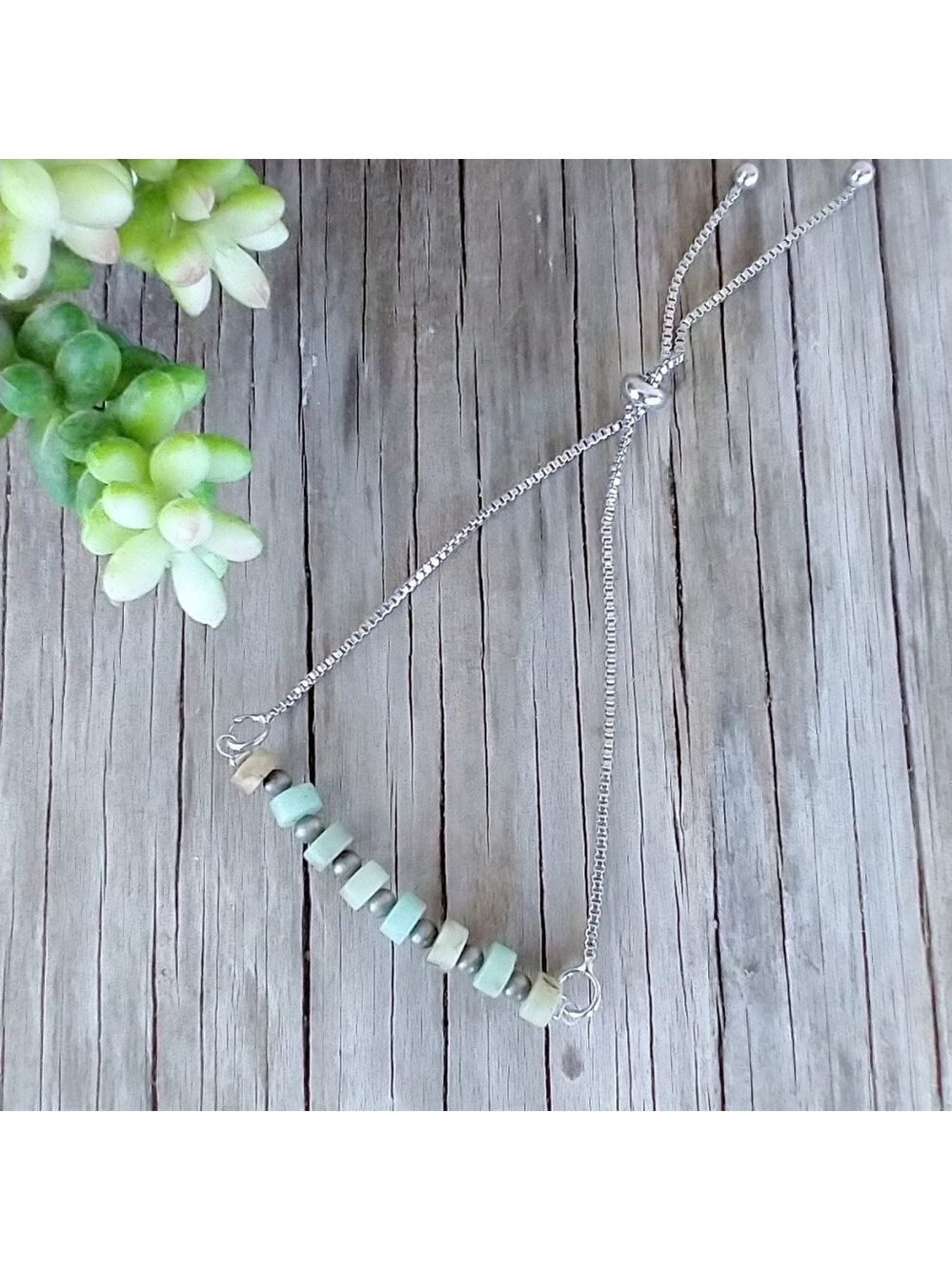 Natural Gemstone Bronze Chain Adjustable Bracelet
